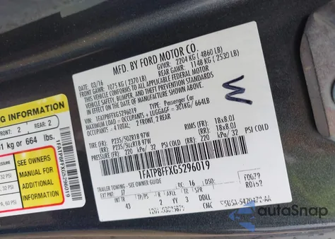 2016 Ford Mustang Gt из США, поврежденный, VIN 1FATP8FFXG5296019